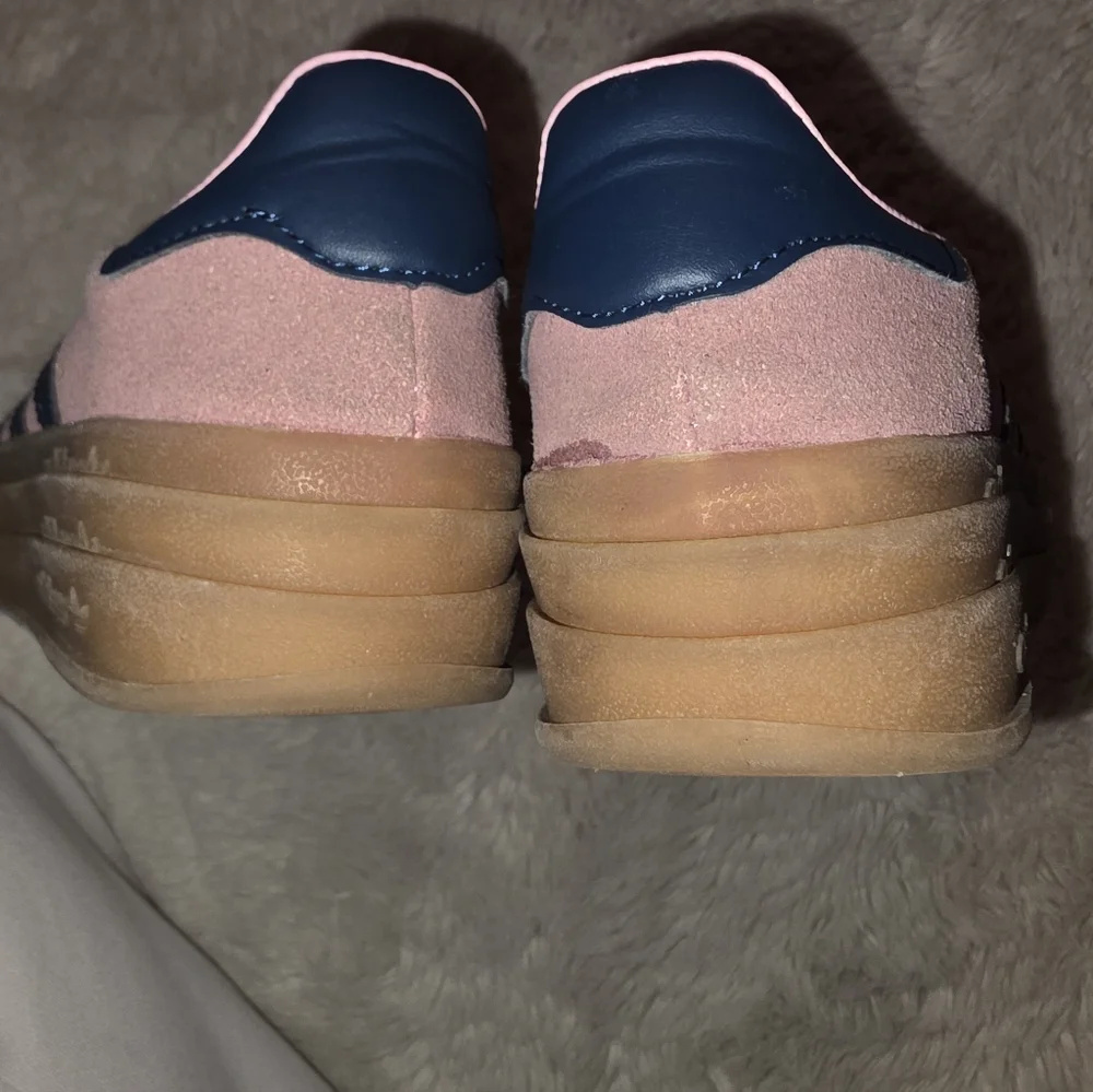 adidas Suede Gazelle Bold in Pink Glow With Blue Stripe Womens 5.5